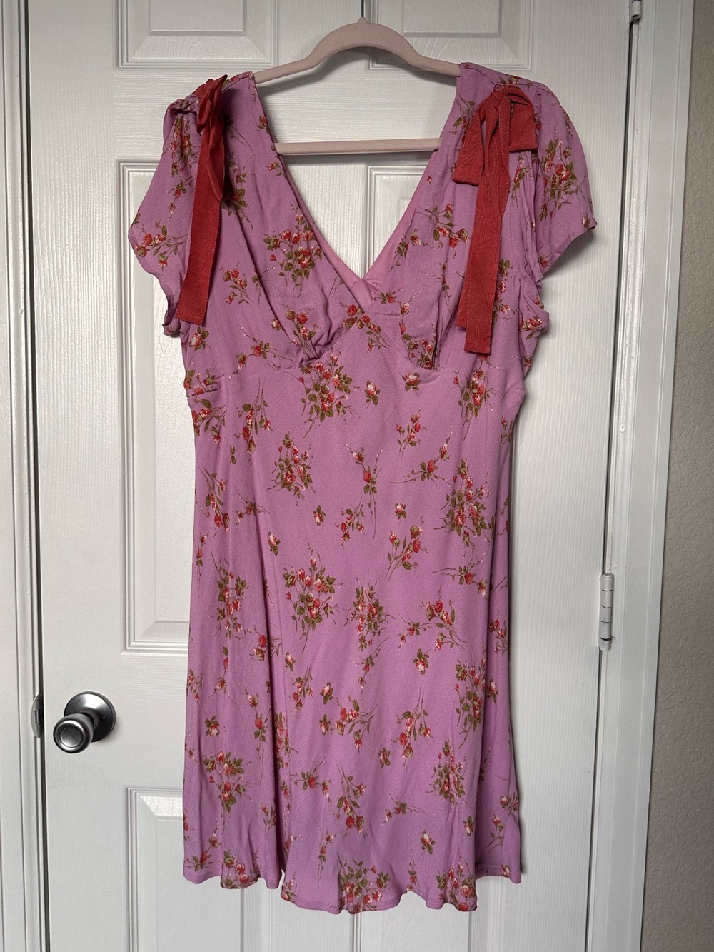 Floral Tie-Shoulder Dress in Lavender Pink